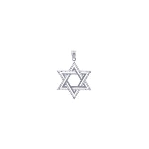 Men's Satin Star of David Pendant Necklace in Sterling Silver