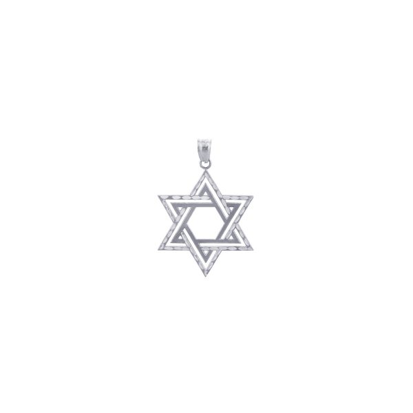 Men's Satin Star of David Pendant Necklace in Sterling Silver