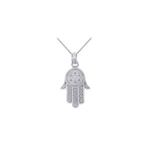 Chamesh Hamsa Pendant Necklace in Sterling Silver