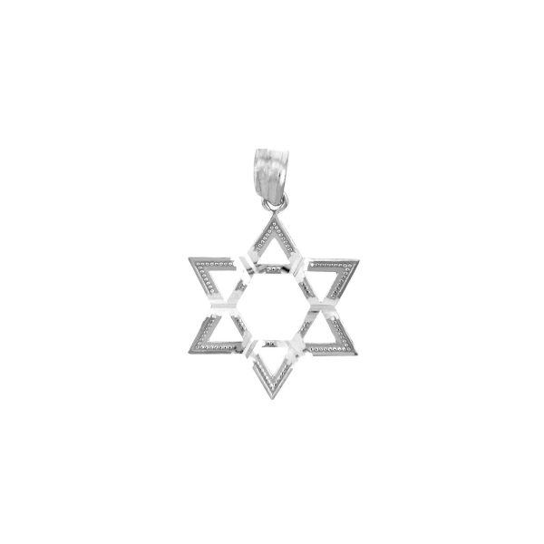 Beaming Star of David Pendant Necklace in 9ct White Gold