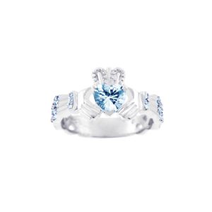 Men's Diamond Claddagh Ring in 9ct White Gold