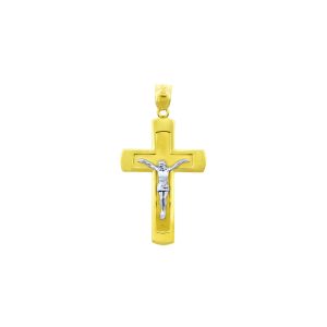 Men's Adorable Cross Pendant Necklace in 9ct Two-Tone Gold