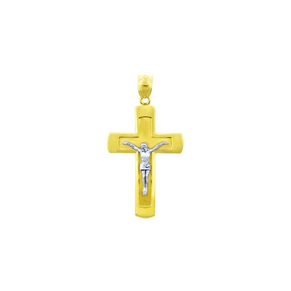 Men's Adorable Cross Pendant Necklace in 9ct Two-Tone Gold