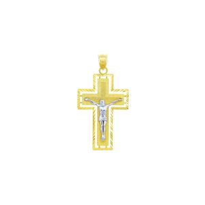 Men's Miraculous Cross Pendant Necklace in 9ct Two-Tone Gold