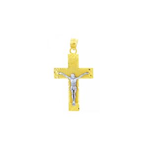 Men's Euphoria Cross Pendant Necklace in 9ct Two-Tone Gold