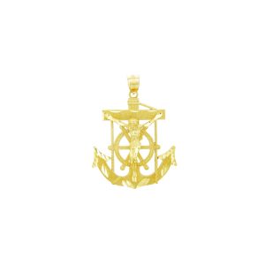 Men's Mariner Anchor Cross Pendant Necklace in 9ct Gold