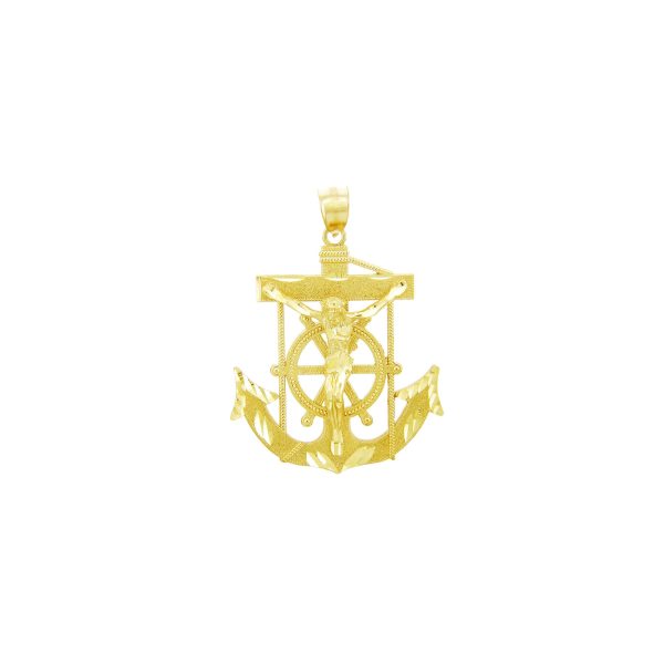 Men's Mariner Anchor Cross Pendant Necklace in 9ct Gold