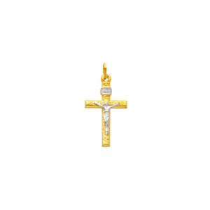 Blissful Cross Pendant Necklace in 9ct Two-Tone Gold