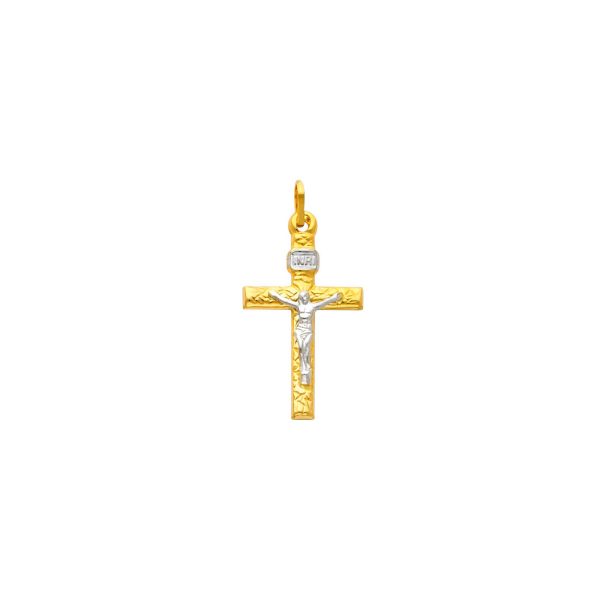 Blissful Cross Pendant Necklace in 9ct Two-Tone Gold