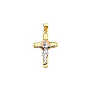 Men's Irish Celtic Cross Pendant Necklace in 9ct Three-Tone Gold