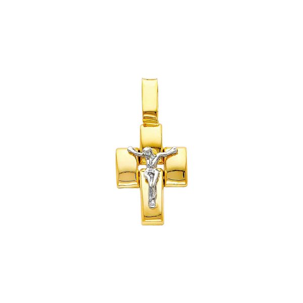 Men's Irish Vine Cross Pendant Necklace in 9ct Two-Tone Gold