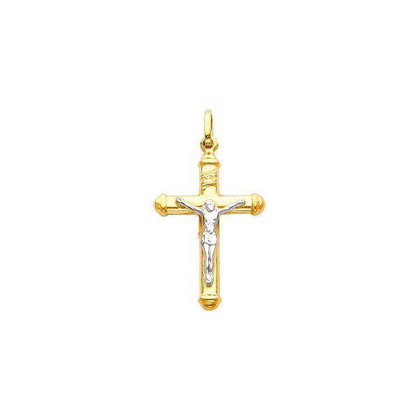 Men's Classic Crucifix Pendant Necklace in 9ct Two-Tone Gold