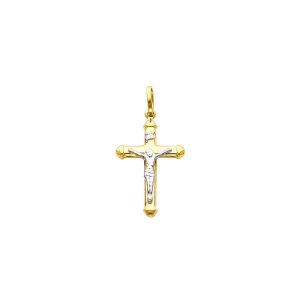 Men's Classic Petite Crucifix Pendant Necklace in 9ct Two-Tone Gold