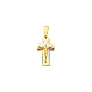 Men's Joyous Crucifix Pendant Necklace in 9ct Two-Tone Gold