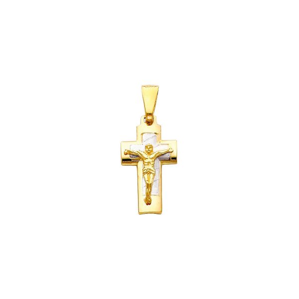 Men's Joyous Crucifix Pendant Necklace in 9ct Two-Tone Gold