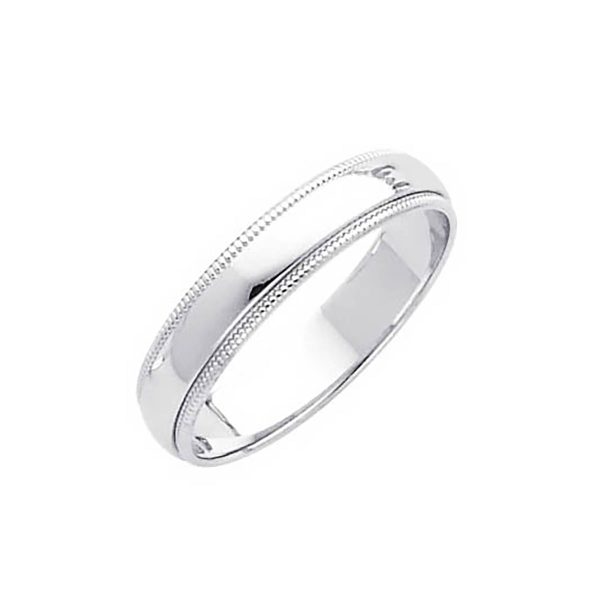 Milgrain Classic Wedding Ring in 9ct White Gold