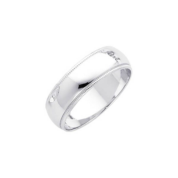 Milgrain Classic Wedding Ring in 9ct White Gold