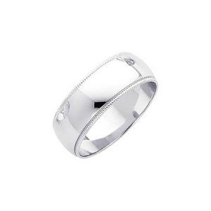 Milgrain Classic Wedding Ring in 9ct White Gold