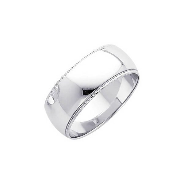 Milgrain Classic Wedding Ring in 9ct White Gold