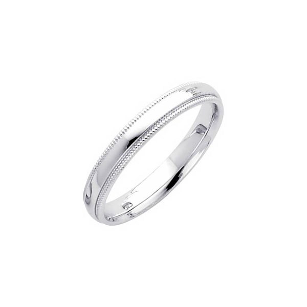 Milgrain Comfort Fit Wedding Ring in 9ct White Gold