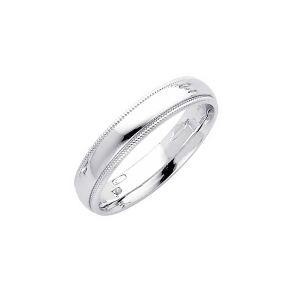 Milgrain Comfort Fit Wedding Ring in 9ct White Gold