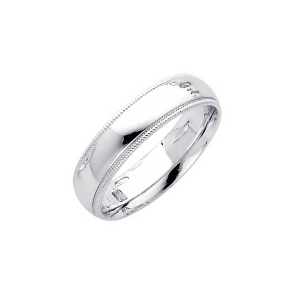 Milgrain Comfort Fit Wedding Ring in 9ct White Gold