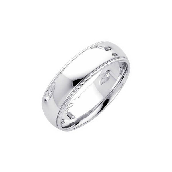 Milgrain Comfort Fit Wedding Ring in 9ct White Gold