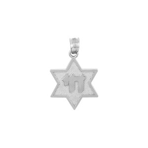 Men's Star of David Chai Pendant Necklace in Sterling Silver