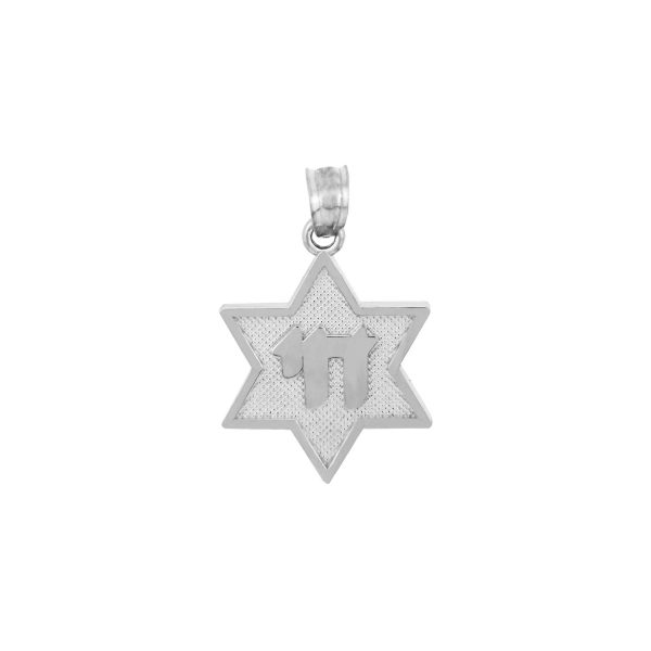 Men's Star of David Chai Pendant Necklace in Sterling Silver