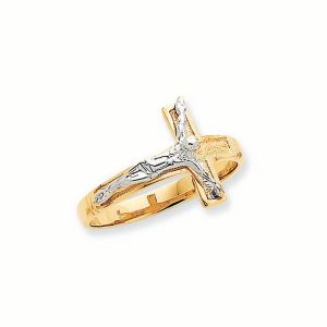 Men's Precision Cut Cross Ring in 9ct Two-Tone Gold