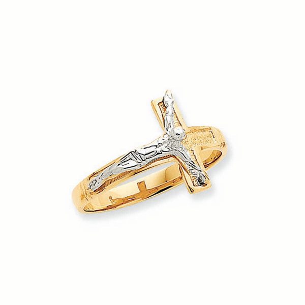 Men's Precision Cut Cross Ring in 9ct Two-Tone Gold