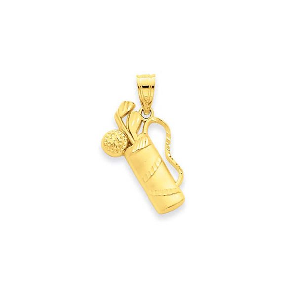 Men's Golf Bag Pendant Necklace in 9ct Gold