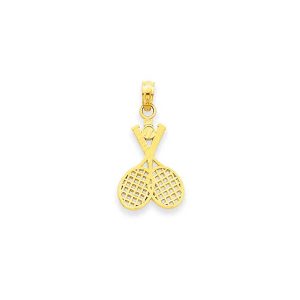 Men's Tennis Rackets Charm Pendant Necklace in 9ct Gold