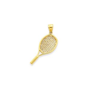 Men's Large Tennis Racket Pendant Necklace in 9ct Gold