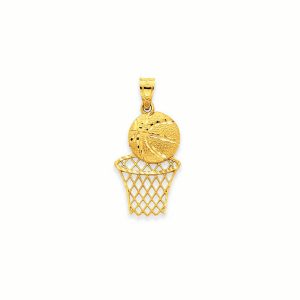 Men's Basketball Net Charm Pendant Necklace in 9ct Gold