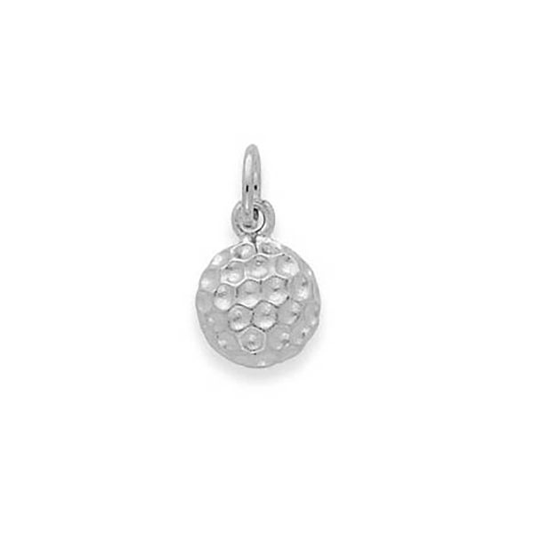 Men's Golf Ball Charm Pendant Necklace in 9ct White Gold