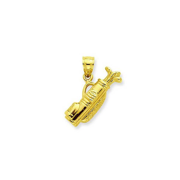 Men's Golf Bag Clubs Pendant Necklace in 9ct Gold