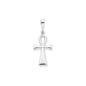 Ankh Cross Gleaming Pendant Necklace in 9ct White Gold