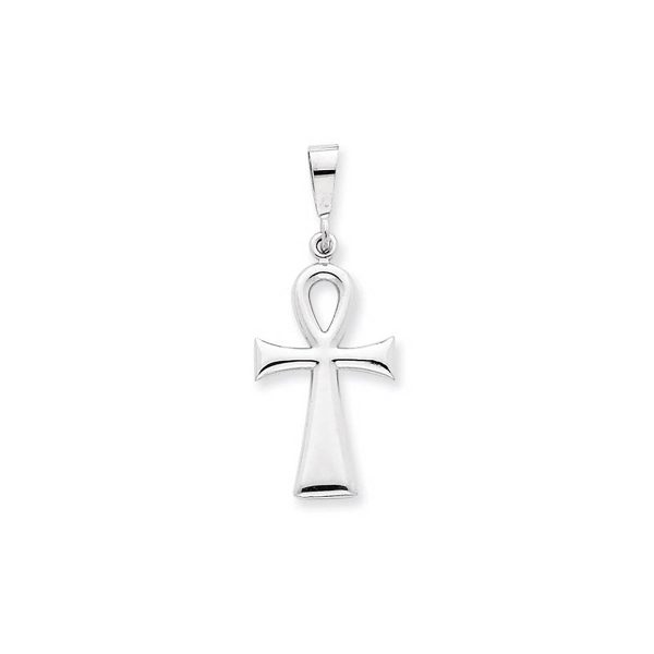 Ankh Cross Gleaming Pendant Necklace in 9ct White Gold