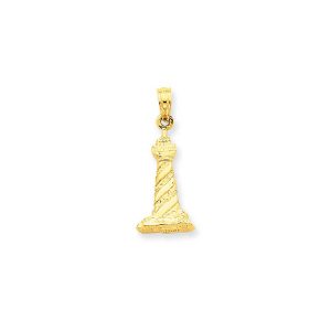 Cape Hatteras Lighthouse Charm Pendant Necklace in 9ct Gold