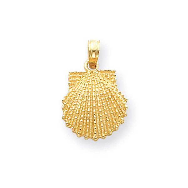 Textured Scallop Shell Pendant Necklace in 9ct Gold