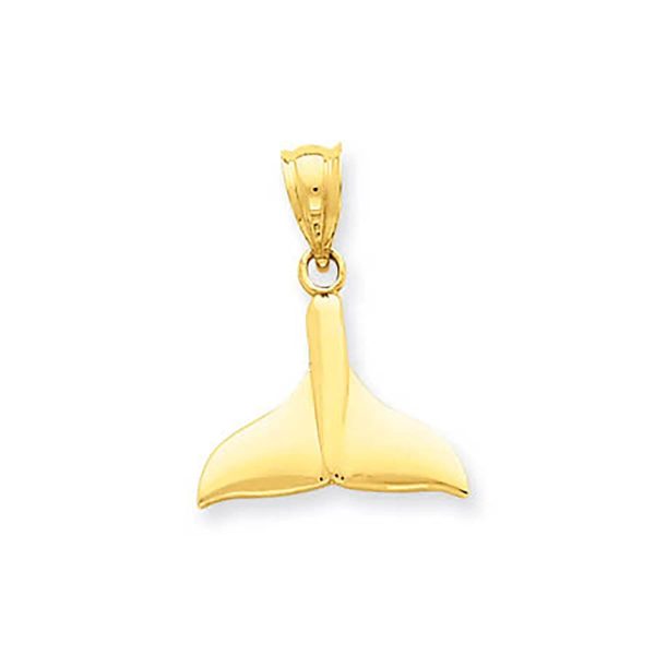 Whale Tail Charm Pendant Necklace in 9ct Gold