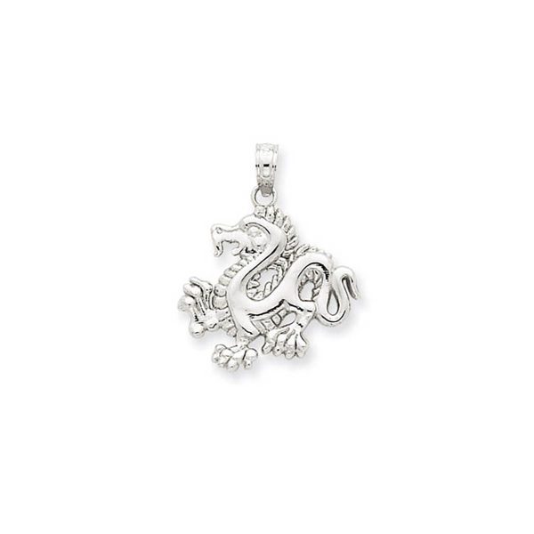 Men's Dragon Pendant Necklace in 9ct White Gold