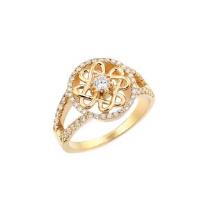 Diamond Celtic Trinity Knot Ring in 9ct Gold