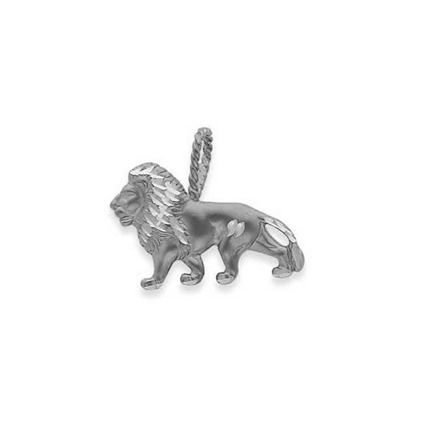 Men's Lion Charm Pendant Necklace in Sterling Silver