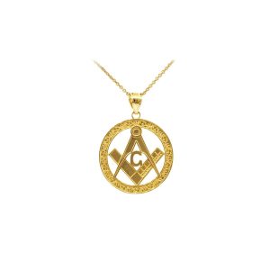 Men's Masonic Bail Pendant Necklace in 9ct Gold