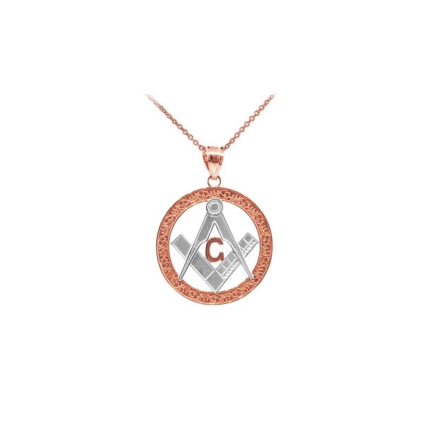 Men's Pendant Necklace in 9ct Two-Tone Rose Gold