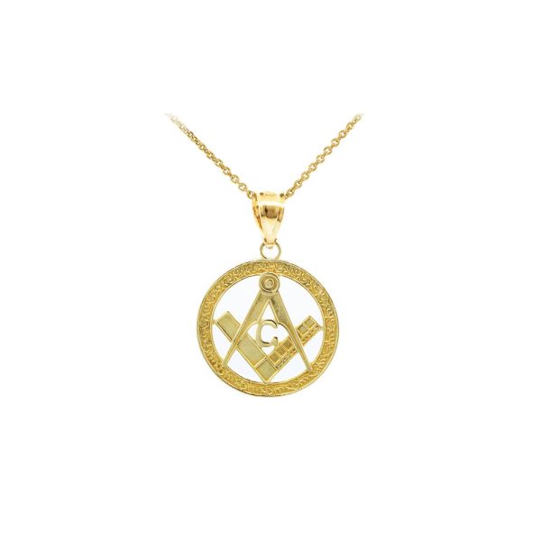 Men's Small Masonic Pendant Necklace in 9ct Gold