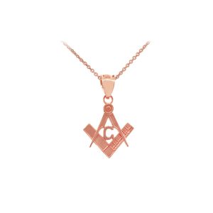 Men's Small Masonic Pendant Necklace in 9ct Rose Gold