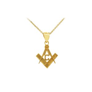 Men's Small Masonic Pendant Necklace in 9ct Gold